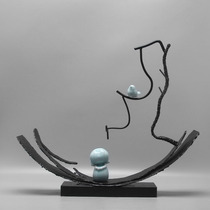 New Chinese modern creative cast iron Ceramics Zen-style Kitchen Room Villa home Xuanguan Wine Cabinet Soft Adornment