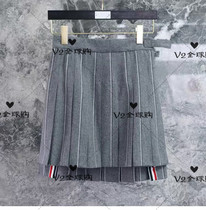 thom Brown pleated skirt vertical stripes high waist front short back long woolen 20 spring and summer half skirt
