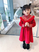 Childrens New Years wear 20 winter clothes new girls thick dress dress dress New year clothes baby birthday cheongsam girl Tang suit