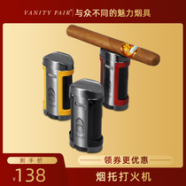 VANITYFARI WINDPROOF LIGHTER FOUR-STROKE INFLATABLE CIGAR LIGHTER METAL BODY CIGARETTE HOLDER DESIGN
