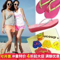 Flip-flops beach sandals slope heel women slippers color Flip-flops