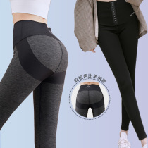 Shark pants black leggings women wear autumn and winter shark skin plus velvet thickened warm waist Barbie pants without scar