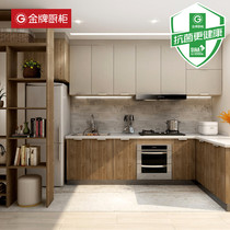 Gold kitchen cabinet overall antibacterial cabinet custom Maple wood language 2 quartz stone countertop kitchen kitchen cabinet custom cabinet