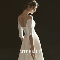 Mantingfang French satin light wedding dress 2021 new (Du Li Le) bridal temperament simple out of the dress skirt