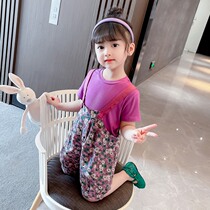 Girl Summer Dress Foreign Air Trendy Back Strap Pants Suit Children Womens Baby Summer 2022 New Kids Clothing Two Sets