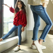 Girls parent-child clothing 2019 spring clothes wash water elastic slim denim leggings