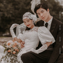 (Retro Wind Continuation) Republic of the Republic Wind brides wedding dresses Headwear Makeup Styling Photography Matching Props Head Yarn