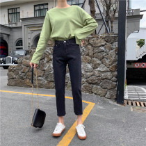 2021 Spring and Autumn New New Black Slim High Waist Jeans Women Straight Korean Fat mm Size Nine Wide Leg Pants Tide