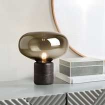 Postmodern creative marble glass study table lamp Simple bedside bedroom designer table lamp