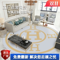 New round H New Zealand wool living room dining room bed tail gray orange rug modern Nordic American rug