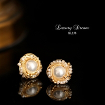 Strange high-grade ear studs Joker Net Red Pearl bees Baroque design temperament ear jewelry