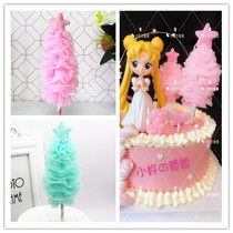Cake decoration party baking cake creative pink Christmas tree pink girl Heart star Christmas tree 1 outfit