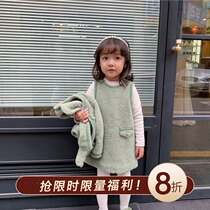 Cookie home baby shop autumn fashion exquisite golden Marten girl suit coat baby vest dress