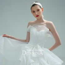 Donna Breasted Breast Wedding Dress 2022 New Brides Han Style Light Wedding Dresses Superfairy Temperament Staple Yarn Trailing