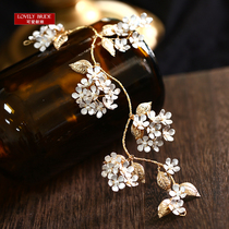 Handcrafted Alloy Flowers Golden Hair Stirrup Blade Han Style Disc Hair Side Clip European And European Temperament Merry Wedding Headwear