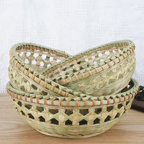 Bamboo Playful Bamboo Woven Products Small Bamboo Basket Round Dustpan Hotel Restaurant Snacks Fruit Snack Tray Steamed Buns