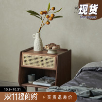 Pu Su Mu black walnut solid wood nightstand Nordic style small apartment bedroom bedside storage locker