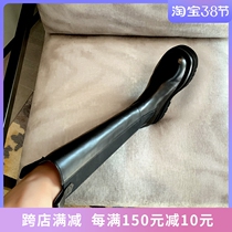 GDDZ BV long boot female real leather rider boot Inn wind however kneecap with knee spring and autumn straight drum long cylinder high cylinder thick bottom smoke pipe