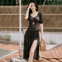 Conjoined swimsuit womens slim gut feeling of conservatism gather 2021 new holiday spa long dress Big code swimsuit