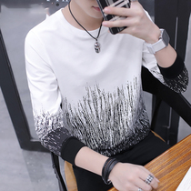 Long-sleeved t-shirt mens spring new trend brand trend Korean version of round neck slim-fit cotton inner tie bottoming shirt mens sweater