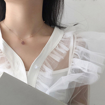 Light Extravagant Strawberry Crystal Necklace Women Ins Tide 2021 New Femininity Small Crowd Design Sense Lukewarm Wind Lock Bone Chain