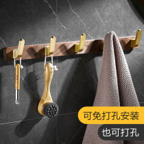 Bathroom adhesive hook Wall non-hole hanging hanger door coat hook rack solid wood creative porch clothes row hook