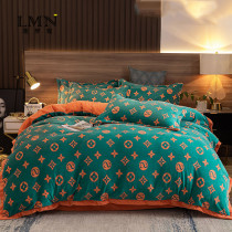 Four sets of light luxury insin wind milk velvet winter coral velvet sheets heating bedding