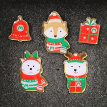 Christmas Around Love Bean Animal Gift Bells Metal Brooch Jewelry Badge