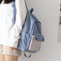 Japanese ins style solid color backpack literary hipster schoolbag female Korean version of high school students backpack female shoulder