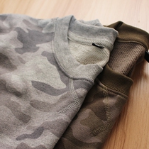  Japanese trendy washed terry round neck pullover mens sweater camouflage spring mens jacket bottoming top