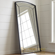 American floor mirror full-length mirror wooden wall European Wall Wall bedroom vanity mirror simple cloakroom fitting mirror