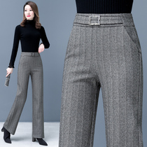 Browned legs pants spring and autumn 2022 new high waist vertical thickness and relaxed thin straight tube pants