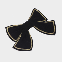 High quality French vintage black velvet gold-rimmed bow back of the head clip headdress red headband hair accessories