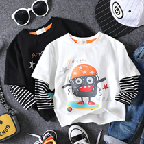 Boy long sleeve T-shirt New pint spring autumn clothing children casual blouses undershirt medium and small fashion fake two T tide
