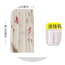 New Chinese lotus shower curtain thickened polyester toilet free perforated partition curtain Waterproof thickened mildew bathroom