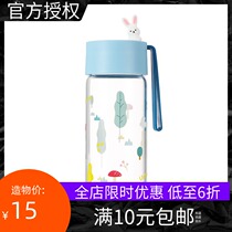 MINISO Forest series High borosilicate glass 300mL Pink cute portable water cup kettle