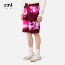 AMI men-and-woman classic designer cotton tie-dye print low-end low-rise shorts