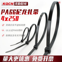Winter black nylon cable tie with low temperature resistance 4 * 250mm self-locking plastic buckle tie strap strapping strap to freeze