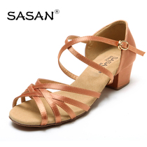SASAN Shaw Latin dance shoes Womens Childrens National Standard dance shoes low heel soft bottom dance shoes practice shoes