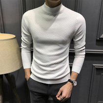 Rich and expensive autumn and winter semi-high collar sweater for men 2021 New middle collar Casual Cover Knitted Undershirt