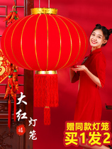 New Years Spring Festival big red lanterns 2022 tiger year gate hanging decoration balcony outdoor pair of flocking LED Palace lamp pendant