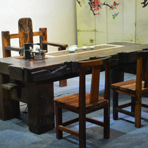  Old Boat Wood Furniture Gongfu Tea Desk Tea table and chairs Composition Five sets of outdoor tea table Original Ecology