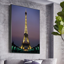 Modern Nordic decorative painting Foreign architecture Hanging painting Entrance vertical mural Living room Single framed painting Eiffel Tower