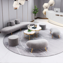 Nordic Arc Profiled Fabric Sofa Semi-circle Combined Beauty Salon Grey Minima Modern Light Lavish Reception Clothing Shop