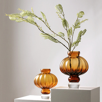 Creative lantern shape Glass Vase ornaments living room flowers water small diameter round belly transparent flower arrangement decoration
