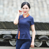 Junya Tang Dressed Female Vegan Girl Chinese Style Zen improved qipao blouses short sleeve casual thin Chinese womens clothes