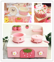 Japanese pink cute pet strawberry wooden stove table protection spine dog cat eating table