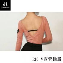 JIA DANCE Latin dance suit top FEMALE V backless long-sleeved one-piece gymnastics suit Latin modern top R16