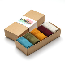 5 pairs of boxed Korean socks solid color Four Seasons short tube socks mens Mid socks couple cotton women pile socks