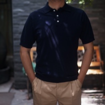 Hide Cyan Complet to The Engineer Sea Island Cotton Feel Soft Glutinous Ultra JS Casual Polo Shirt